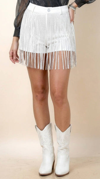 81653-Kelly Western Fringed Rhinestones Shorts