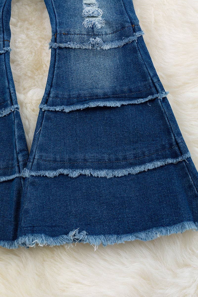 Dark blue distressed denim pants. PNG65153062 SOL: