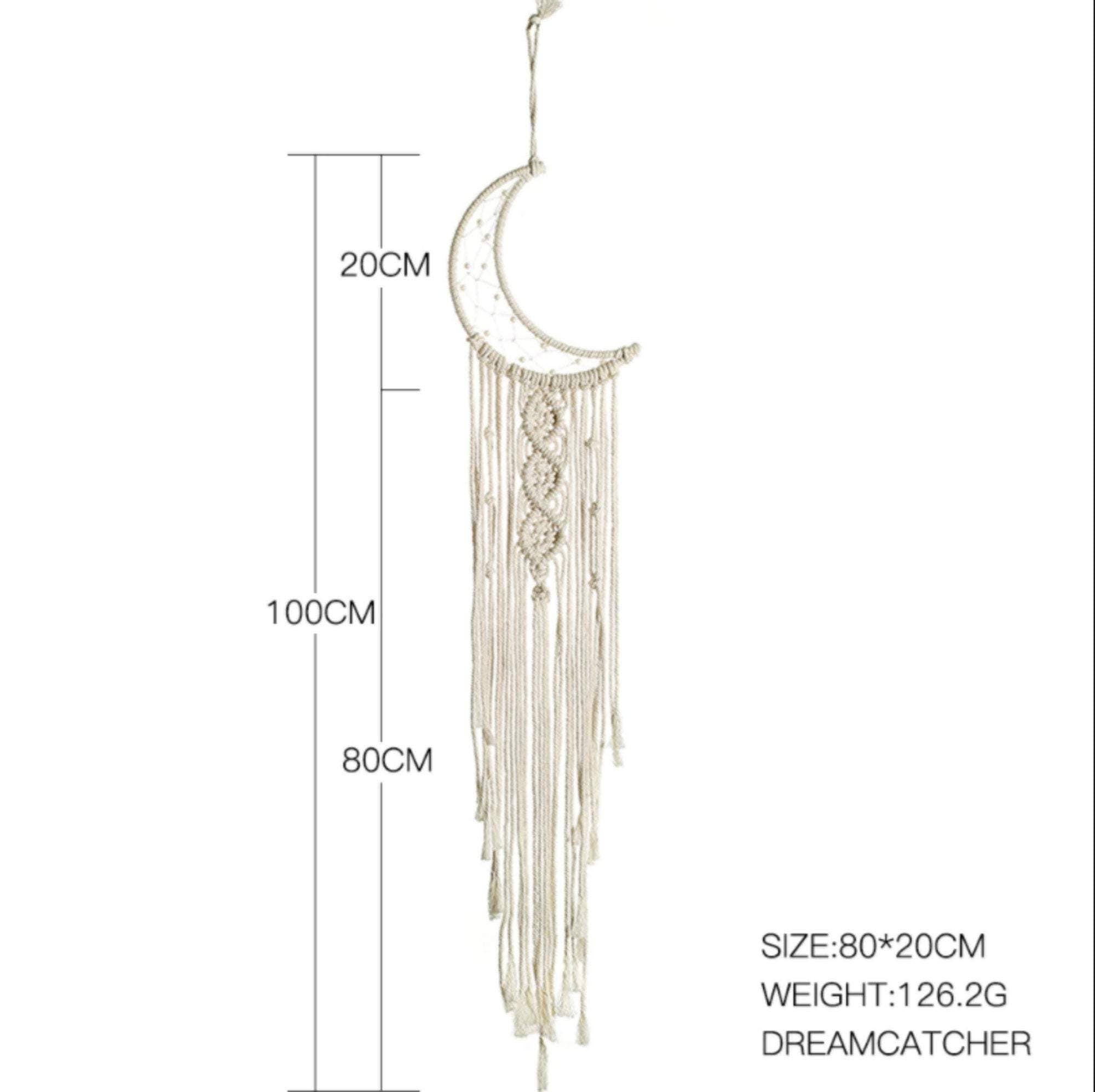 Boho Macrame Woven Moon Star Dreamcatcher: Moon