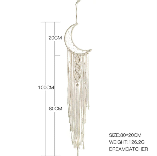 Boho Macrame Woven Moon Star Dreamcatcher: Moon