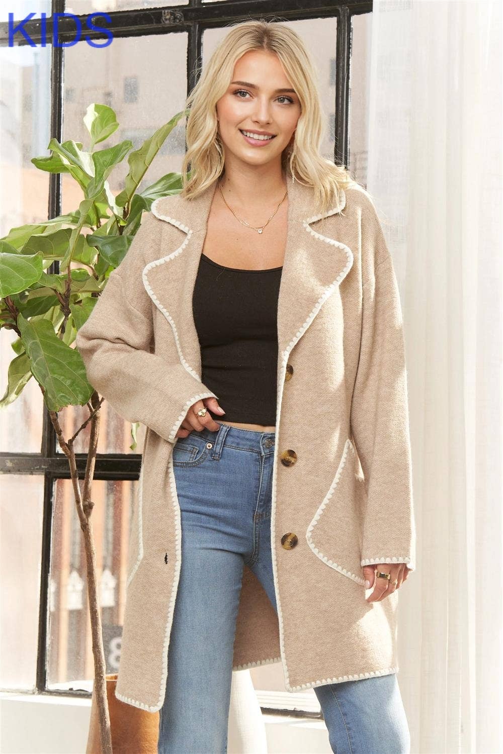 CESW4028-OVERSIZED POCKETS BUTTON DOWN JACKET
