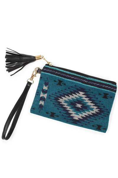 Western Wristlet Pouch Bag: Teal