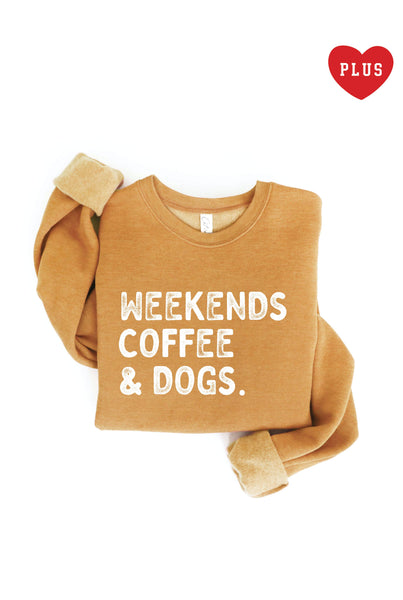 WEEKENDS COFFEE AND DOGS Plus Graphic Sweatshirt: