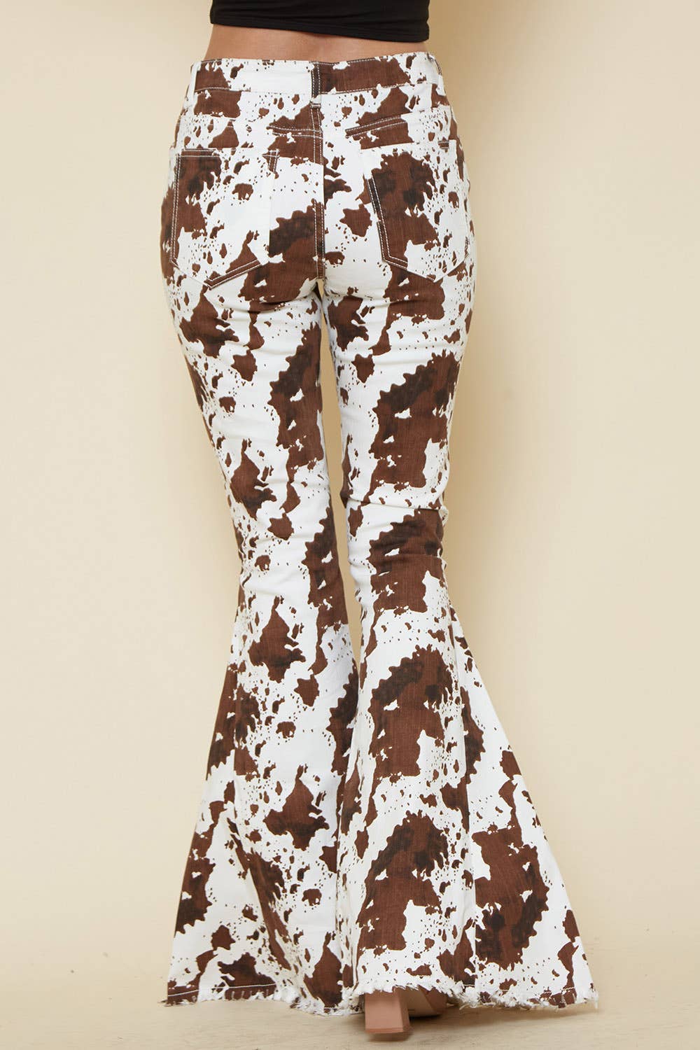 SIP6217AL IVORY BROWN WESTERN COW PRINT FLARES- BESTSELLER