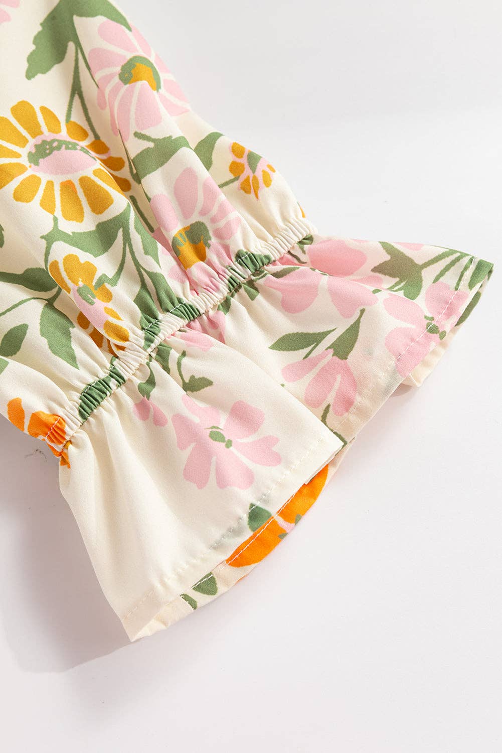 Multicolour Crochet V Neck Half Sleeve Boho Floral Blouse: Multicolour