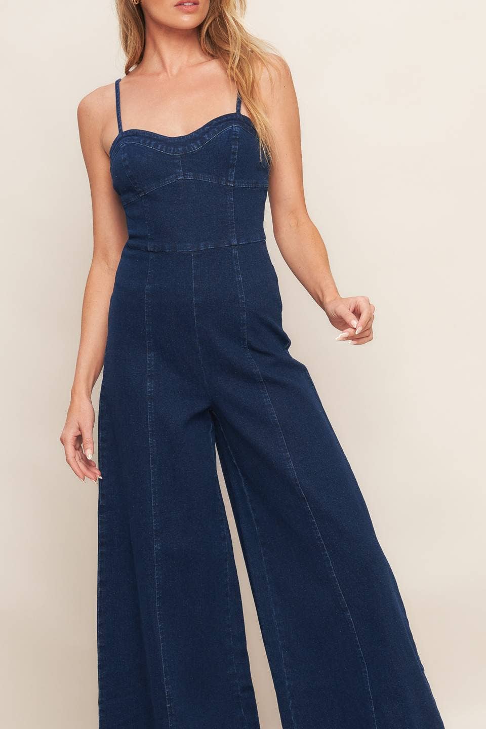 A washed denim jumpsuit - IP9010: DARK INDIGO