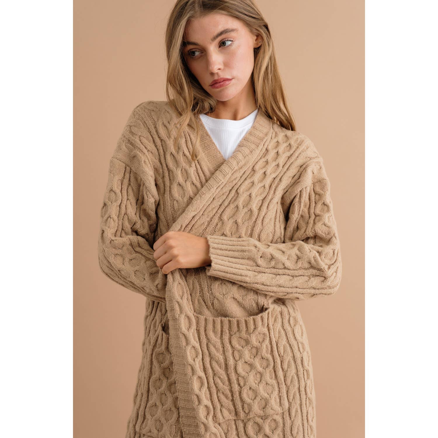 KNIT LONG OPEN CARDIGAN