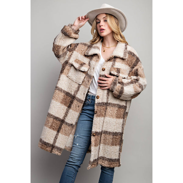 PLAID TEDDY OVERSIZE JACKET