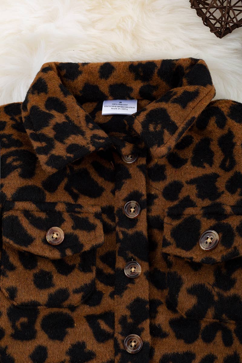 KIDS BROWN LEOPARD PRINTED SHACKET.