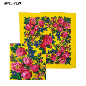 FSL-YLW - Metallic Floral Scarf 30” x30”