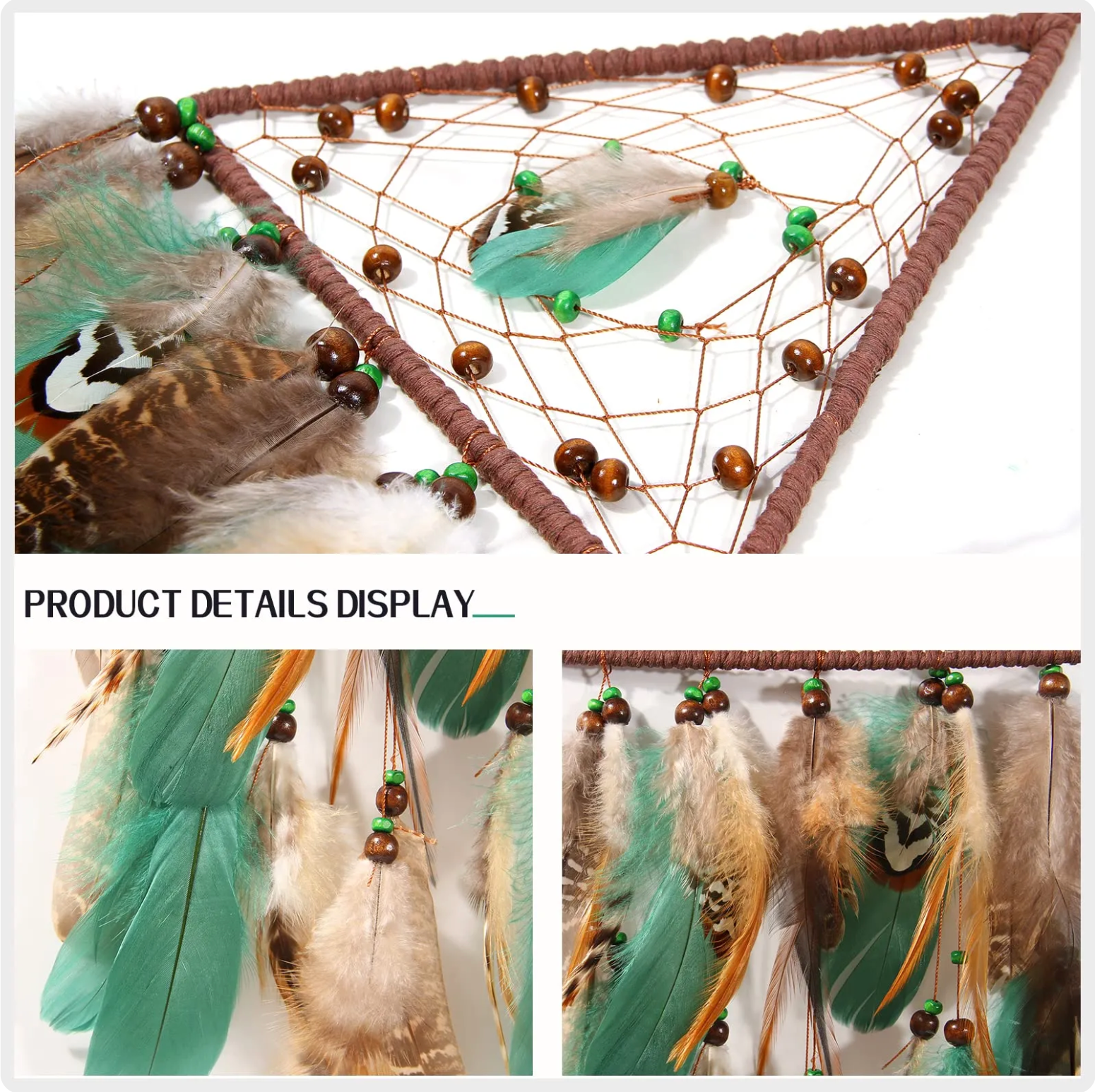 Geometric Boho Dreamcatcher with Feathers: Square