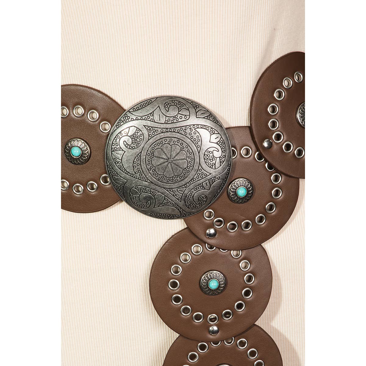Large Circle Western Disc Link Fashion Belt: BR