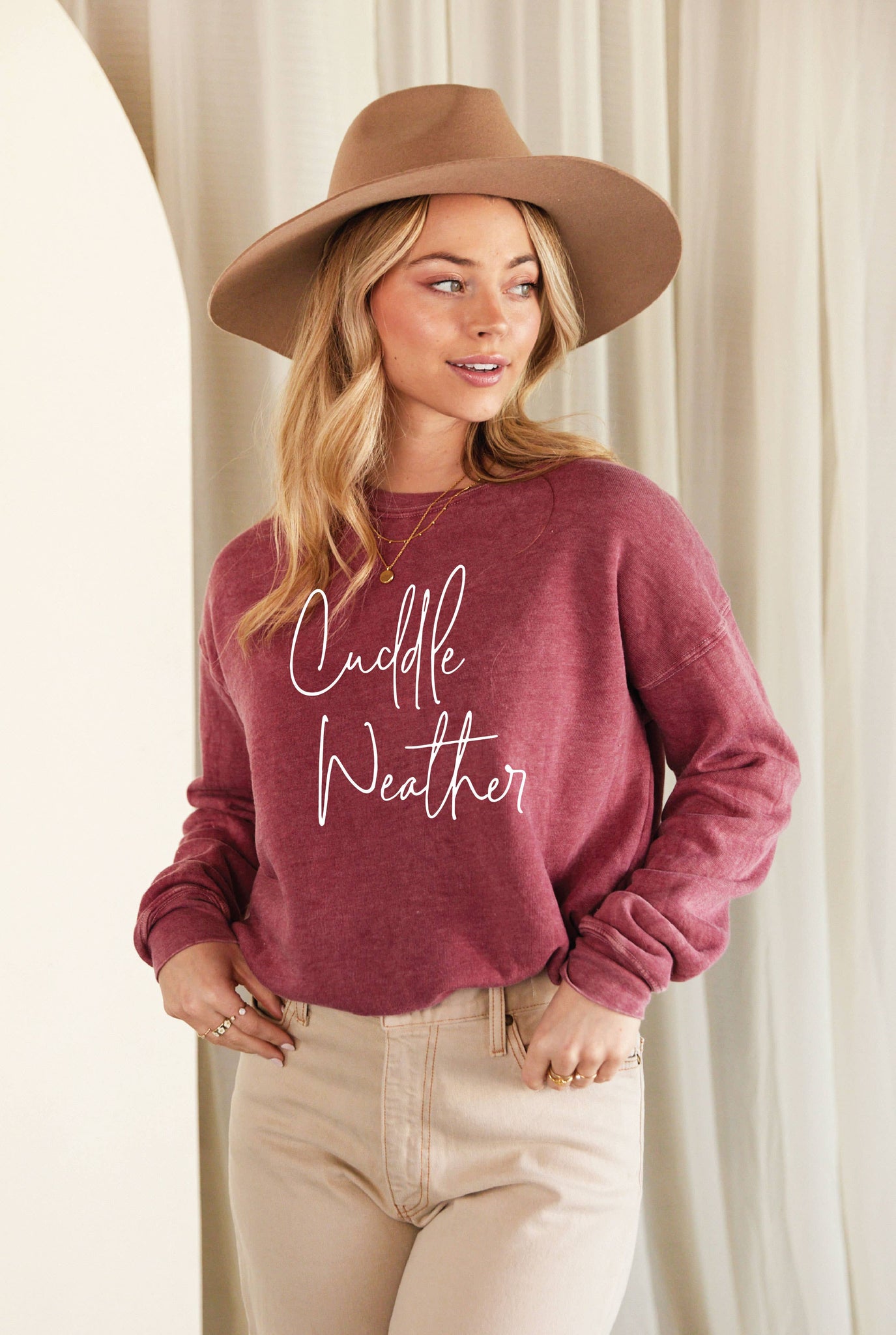 CUDDLE WEATHER Mineral Graphic Sweatshirt Vintage Wash