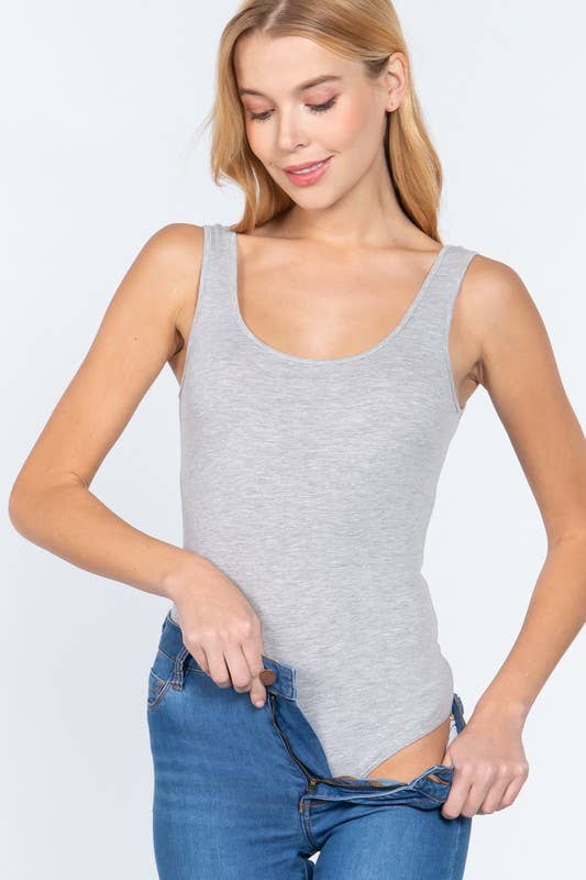 Sleeveless Double Scoop Neck Cotton Spandex