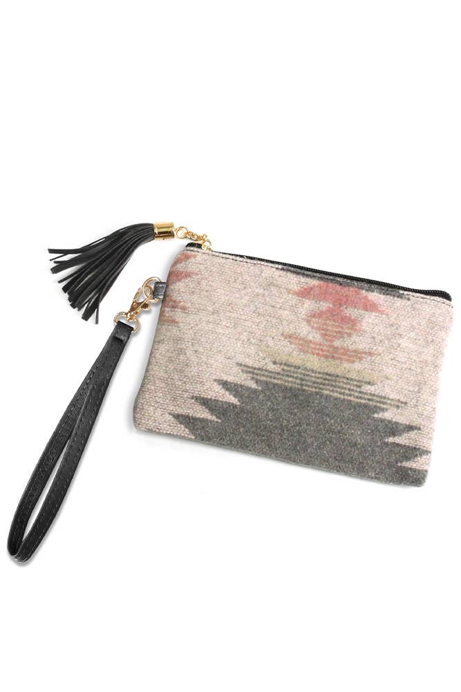 Western Print Pouch Bag with Wristlet