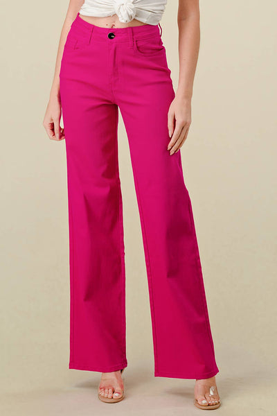 LVB-200 MAGENTA HIGH WAISTED STRETCHY WIDE LEGS JEANS
