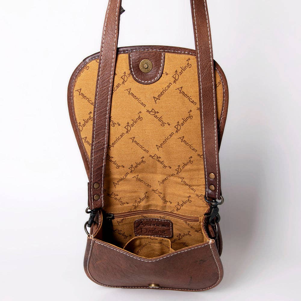 ADBG1015 American Darling Handwoven Saddle Blanket Leather Crossbody Bag - Western Flap Purse: ADBG1015B