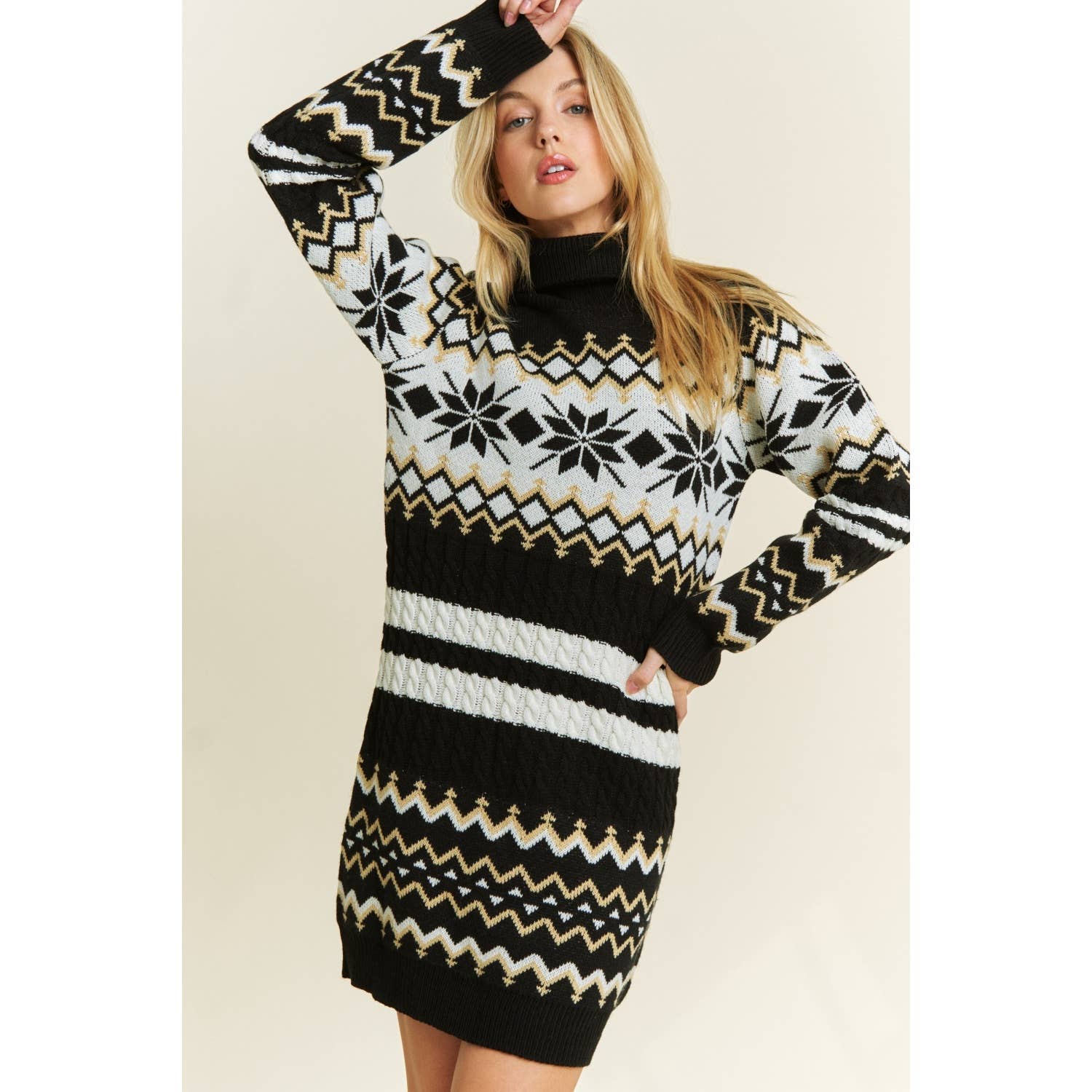 TURTLE NECK SWEATER PULLOVER MINI DRESS