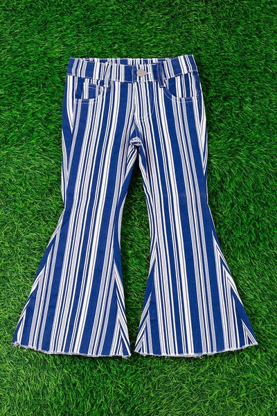 VERTICAL STRIPE ON BLUE BOOTCUT DENIM PANTS. PNG60153002-SOL