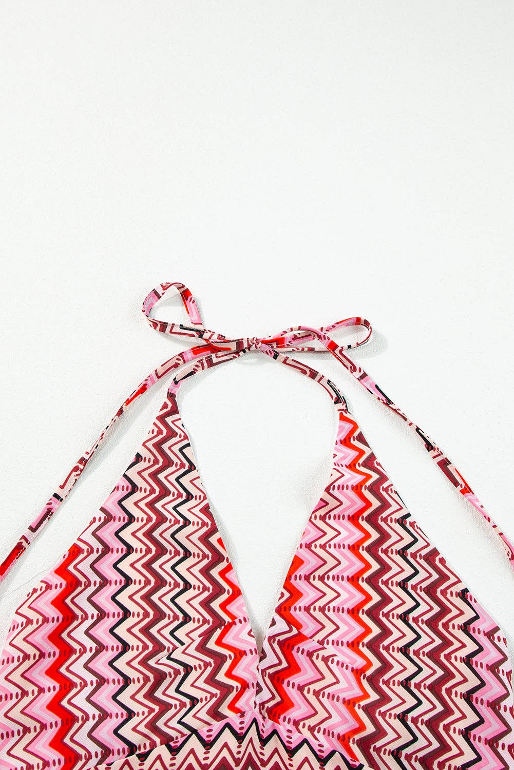 Red Halter Neck Tribal Boho Printed Backless Maxi Dress: