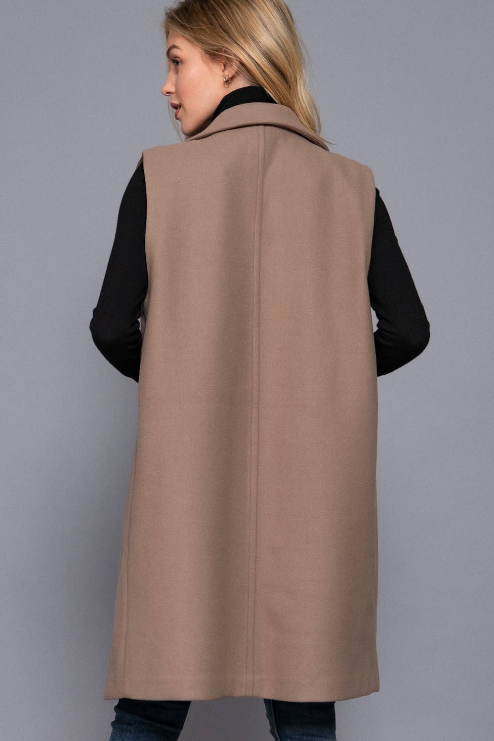 Sleeveless Notched Collar Soft Open Vest: