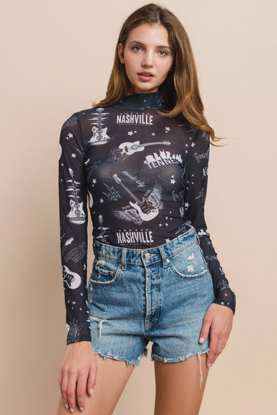 T289-5515-1-Western Nashville Music Festival Print Bodysuit