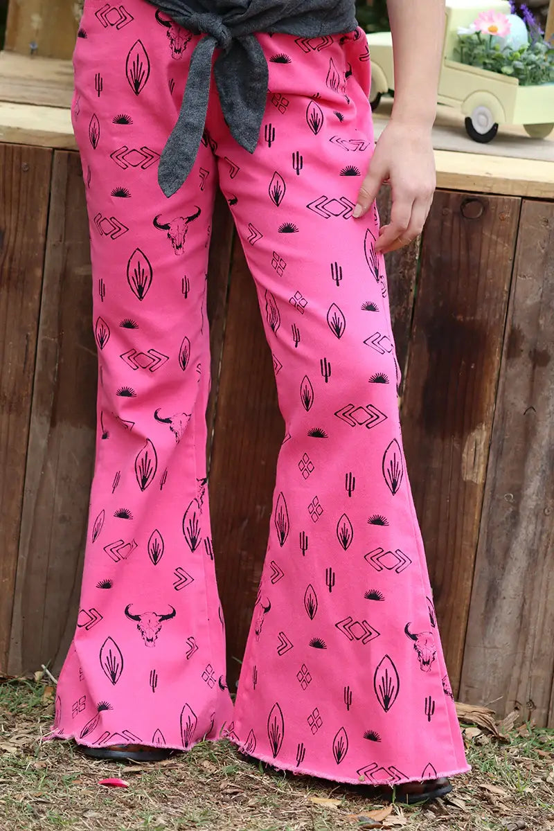 FUSCHIA PRINTED DENIM PANTS. PNG15113004