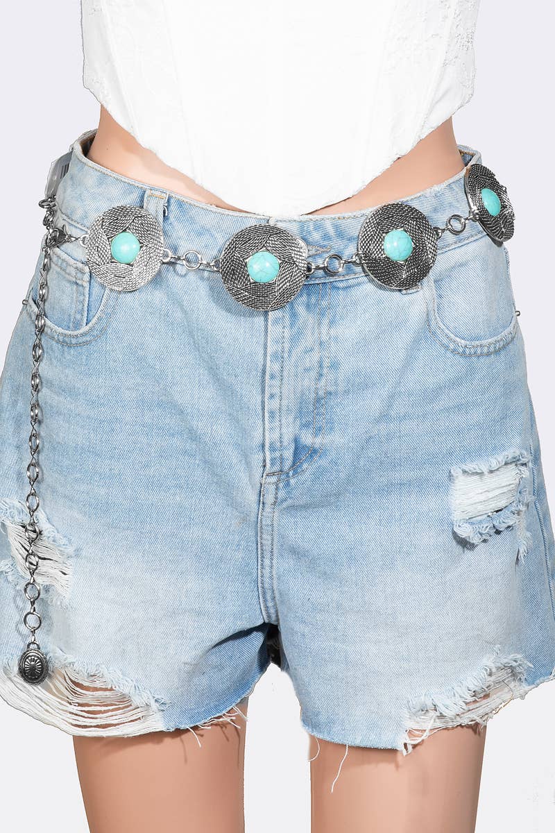 Textured Disc Concho Chain Belt: S