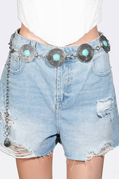Textured Disc Concho Chain Belt: S