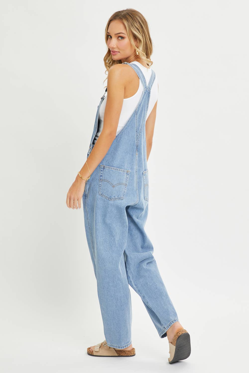 DENIM ADJUSTABLE STRAPS OVERALLS: DENIM Contemporary