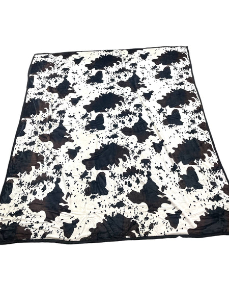QP-CH - Queen Size 2ply Reversible Flannel Blanket Cowhide