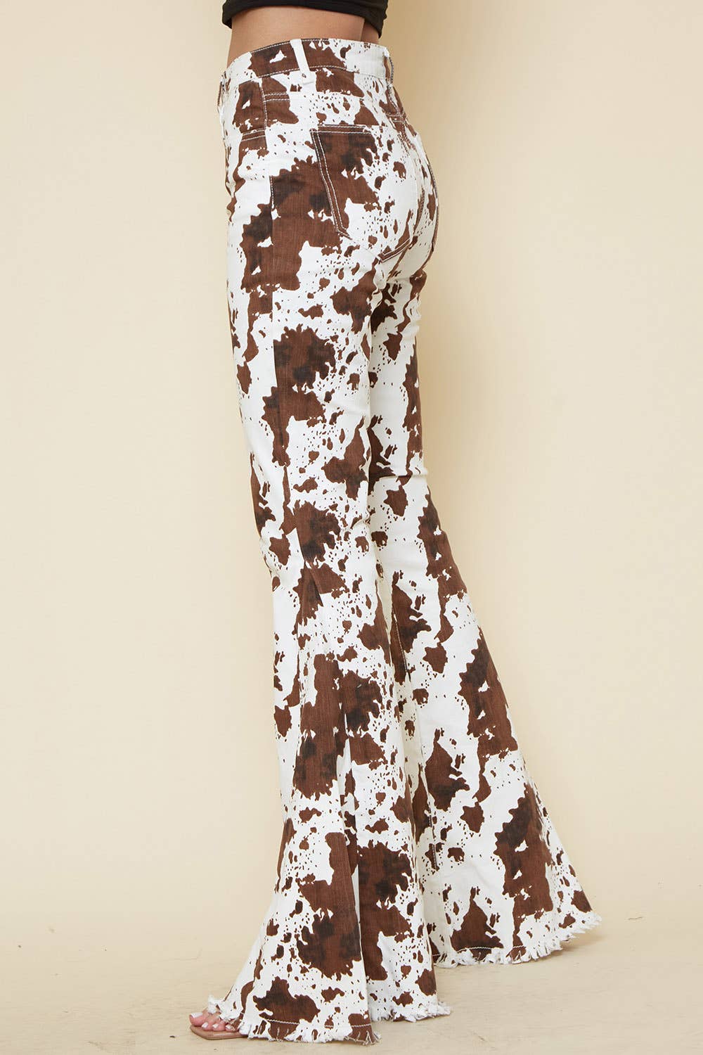 SIP6217AL IVORY BROWN WESTERN COW PRINT FLARES- BESTSELLER