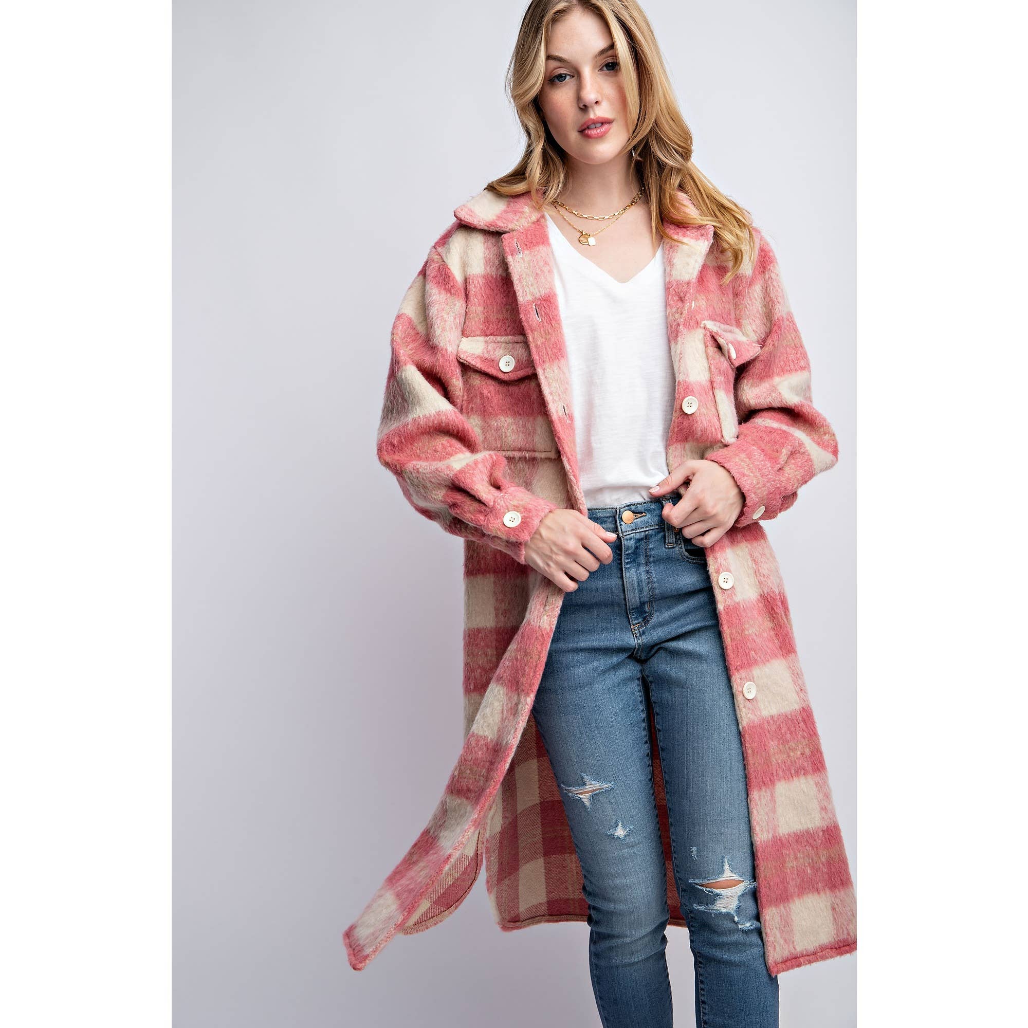 OVERSIZED FLUFFY PLAID JACKET