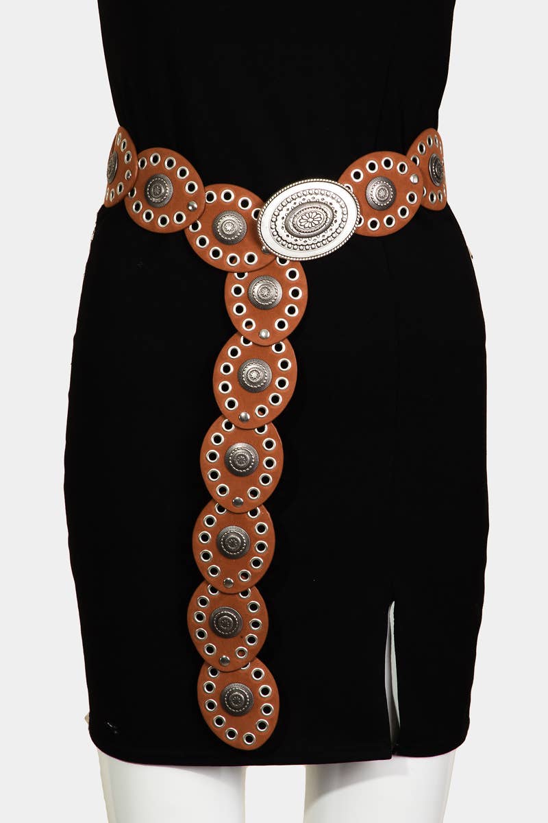 Large Ornate Western Oval Disc Belt: SBK