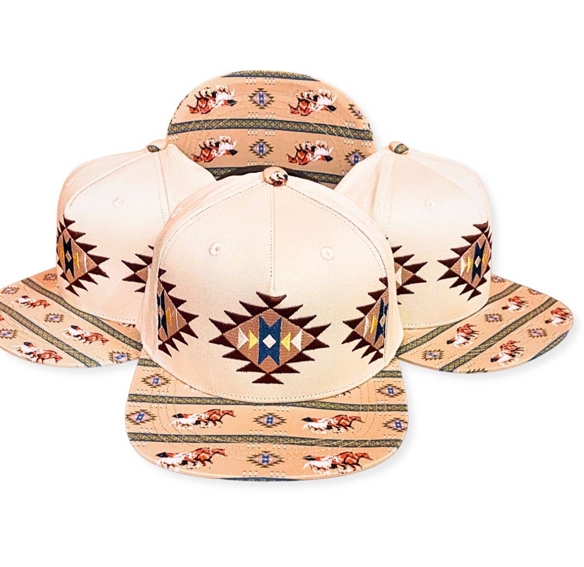 Geo Horse EmbroideRed Hats