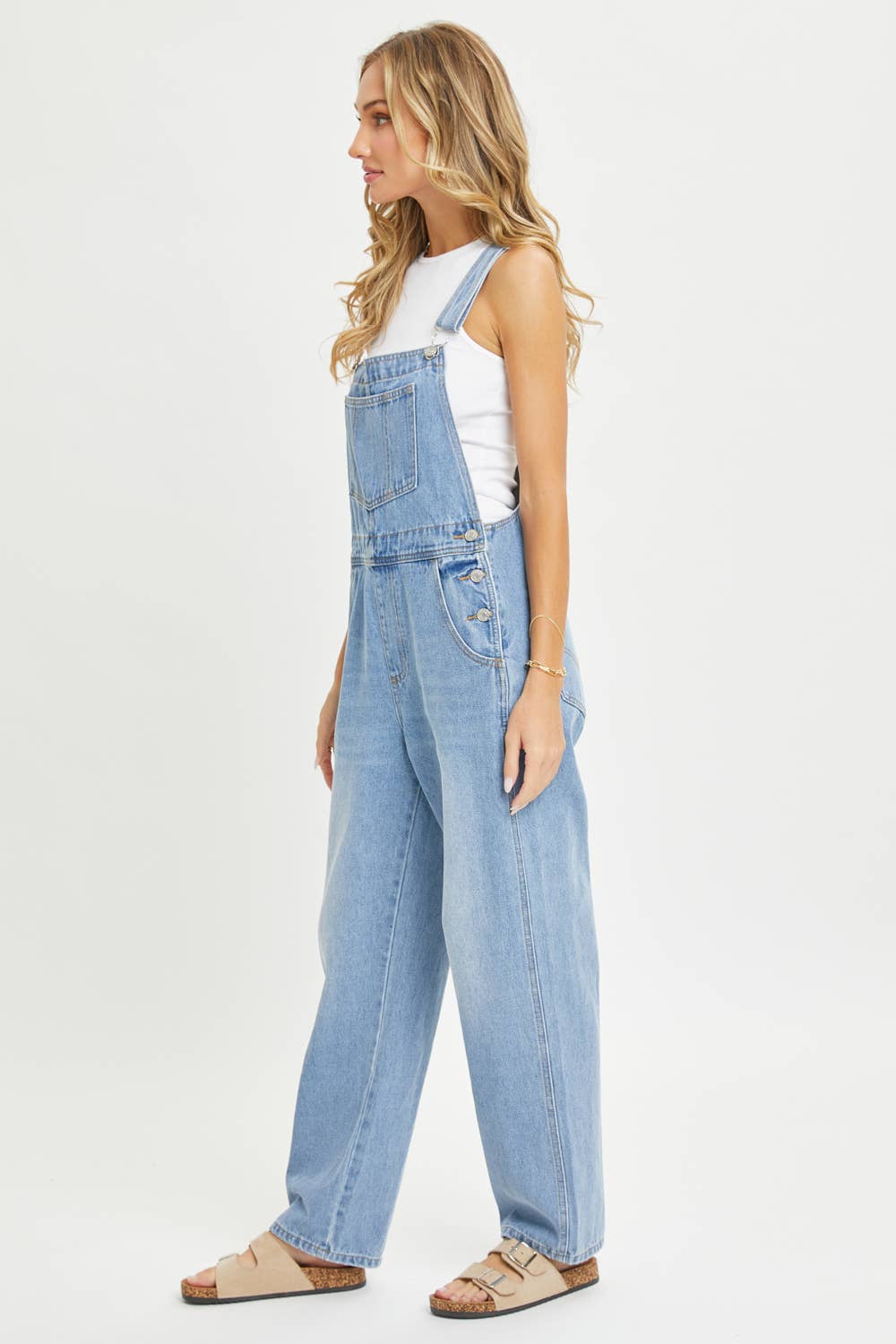 DENIM ADJUSTABLE STRAPS OVERALLS: DENIM Contemporary