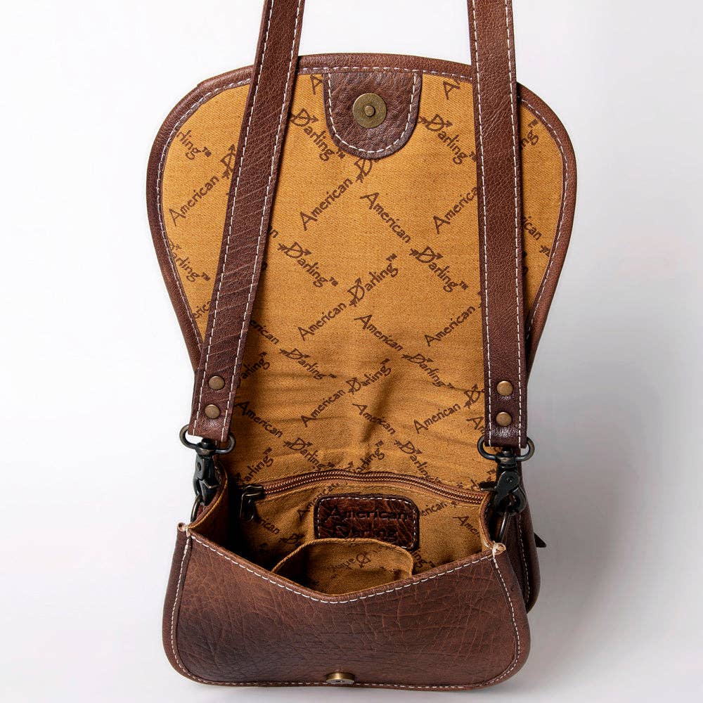 ADBG1015 American Darling Handwoven Saddle Blanket Leather Crossbody Bag - Western Flap Purse: ADBG1015B