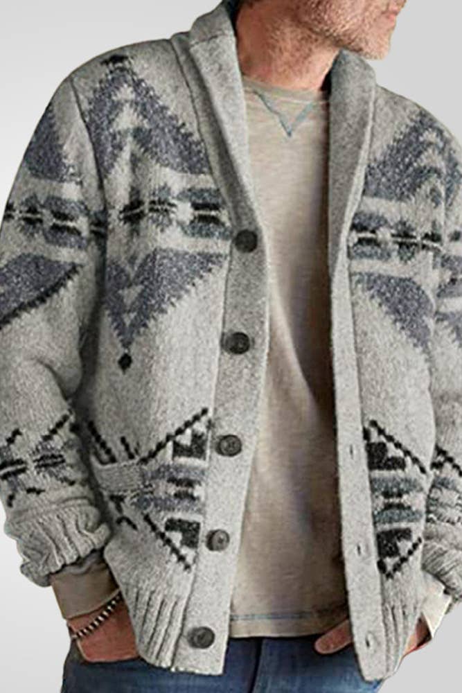 Men's Aztec Knitting Cardigan ZK2242: Gray