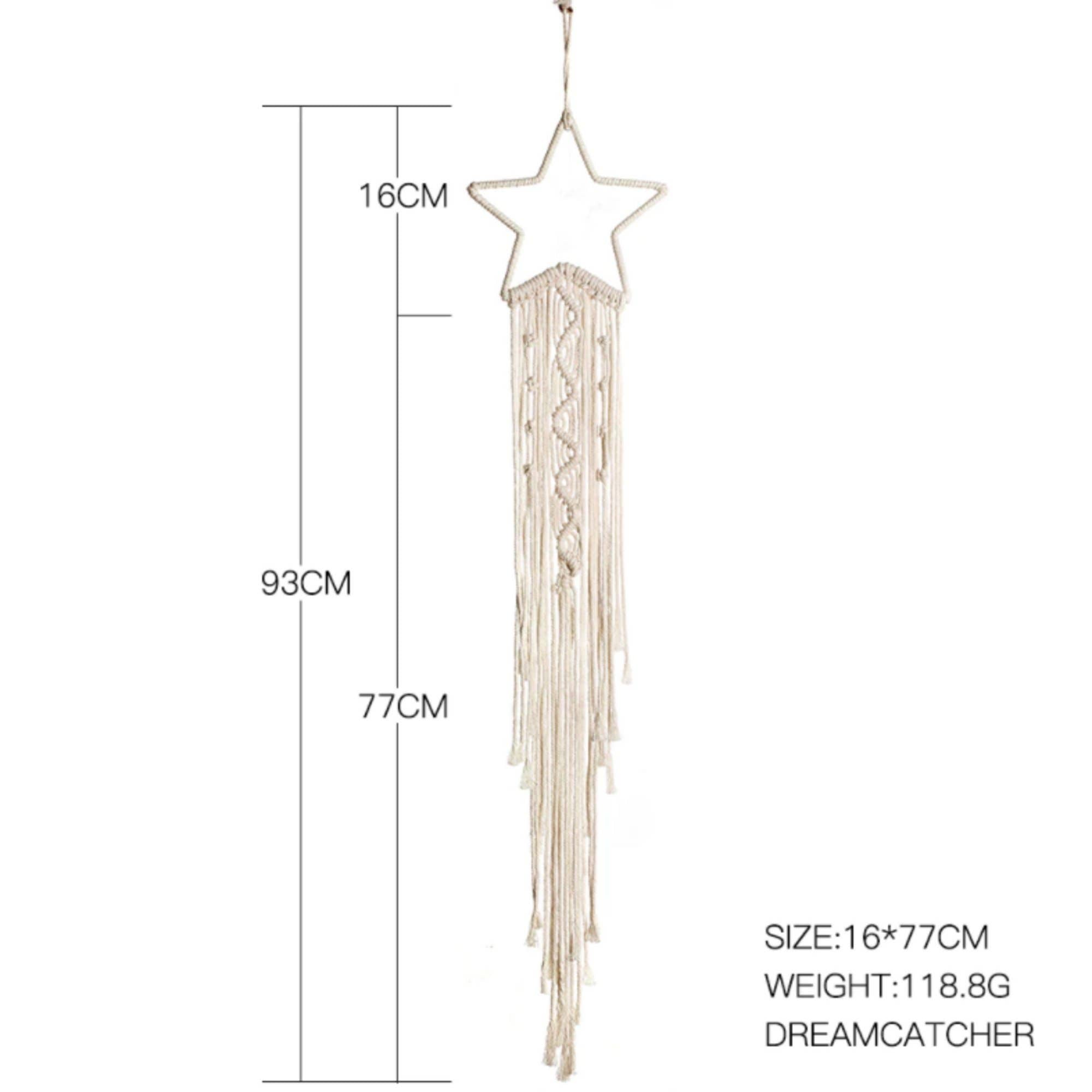 Boho Macrame Woven Moon Star Dreamcatcher: Moon