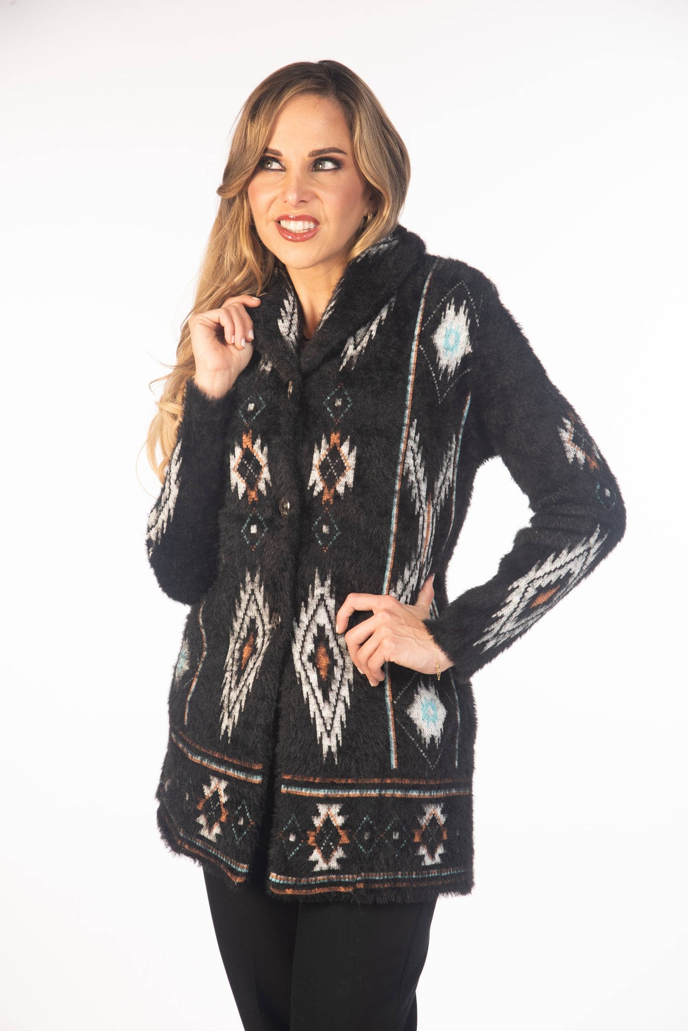 SW-711 Cozy Southwestern Inspired Cardigan