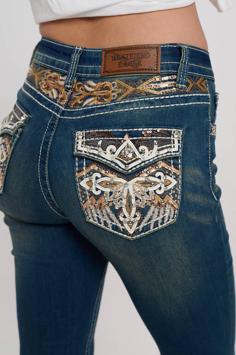 WT-740V BOOTCUT STRETCHY WOMEN'S BLING JEANS WESTFIELD EAGLE: