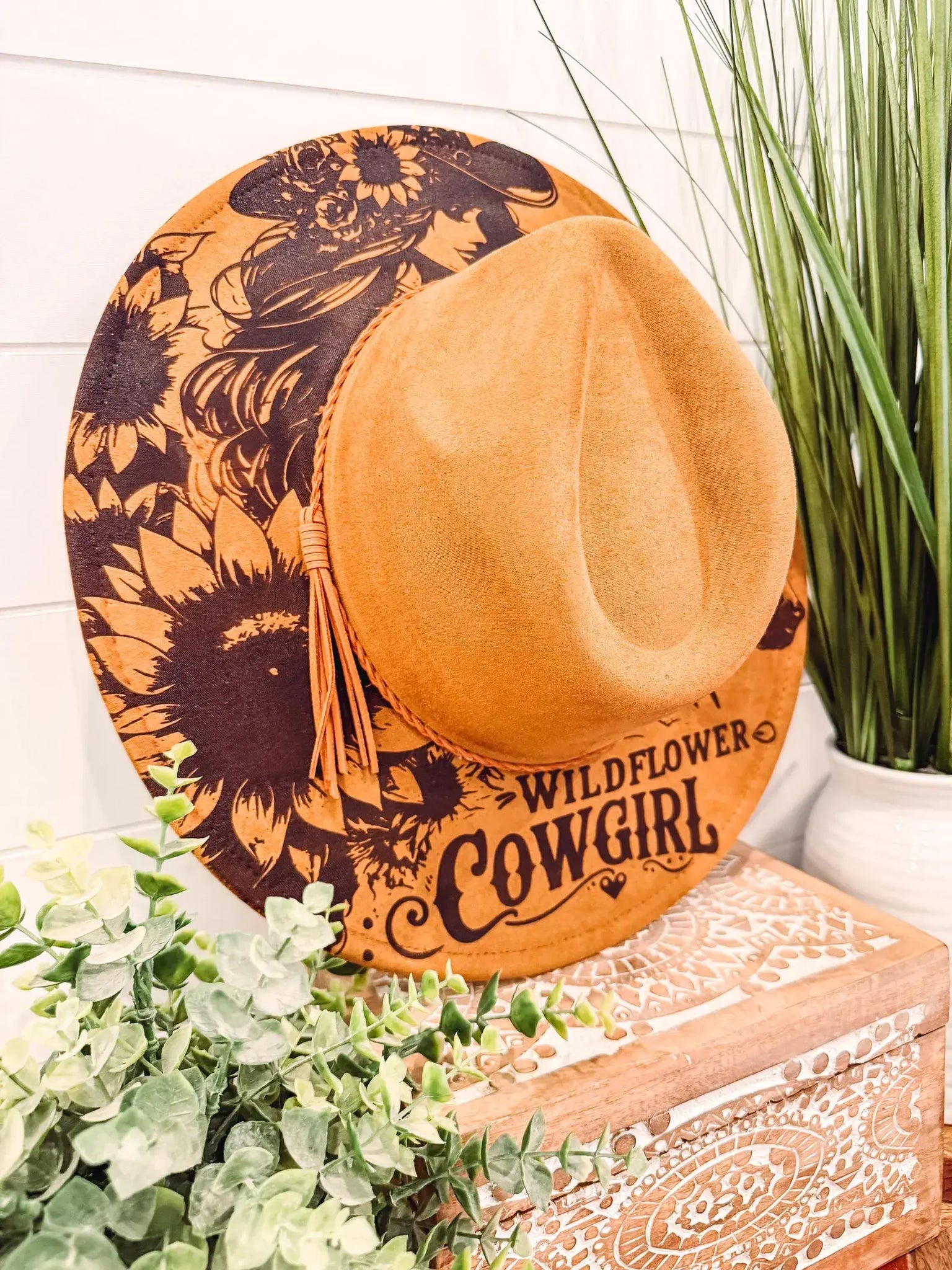 Engraved Cowgirl Hat: Mustard