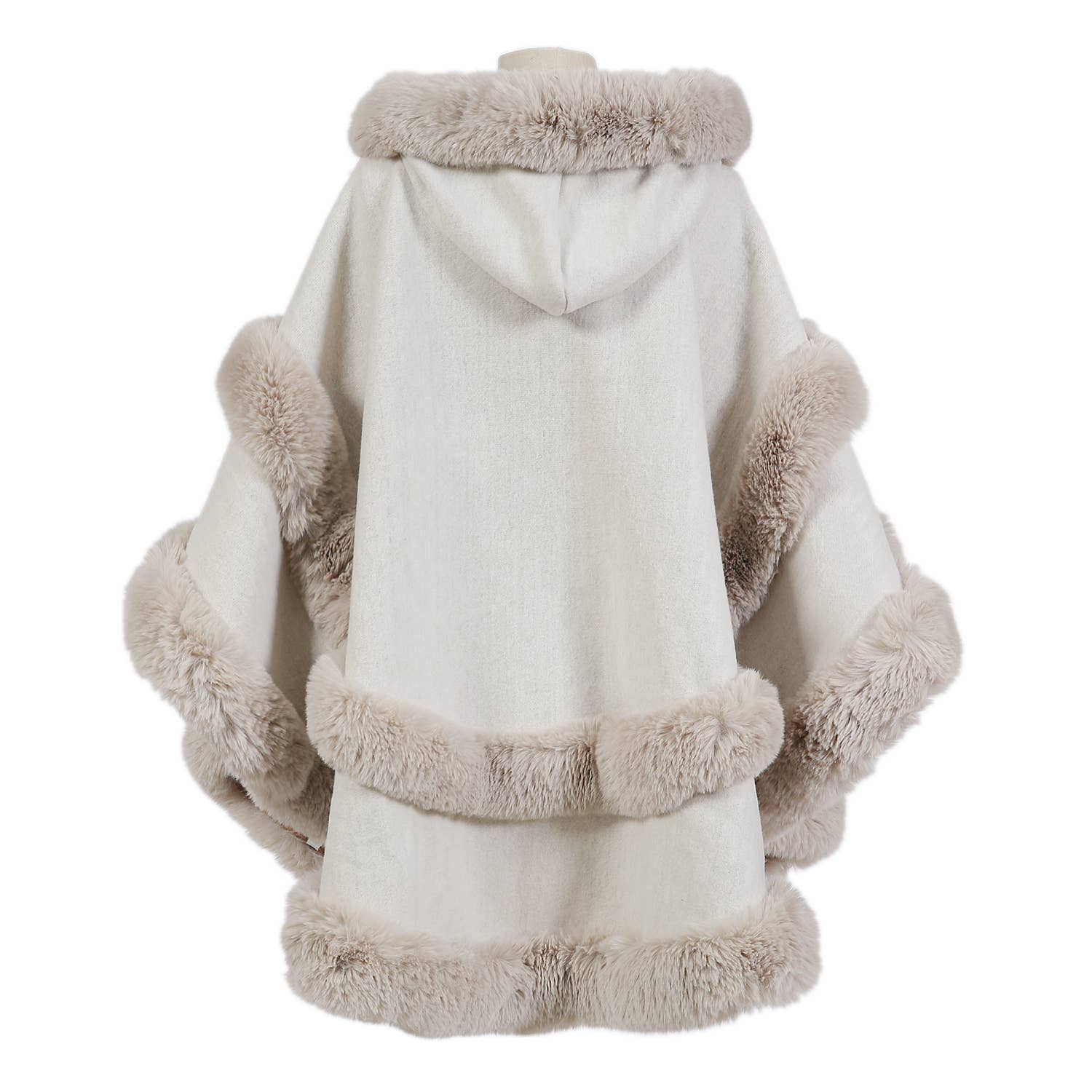 Poncho Cape with Plush Faux Fur Detailing