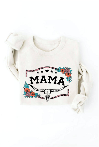 MAMA Graphic Sweatshirt - Casual Fit: VINTAGE WHITE LONG SLEEVE