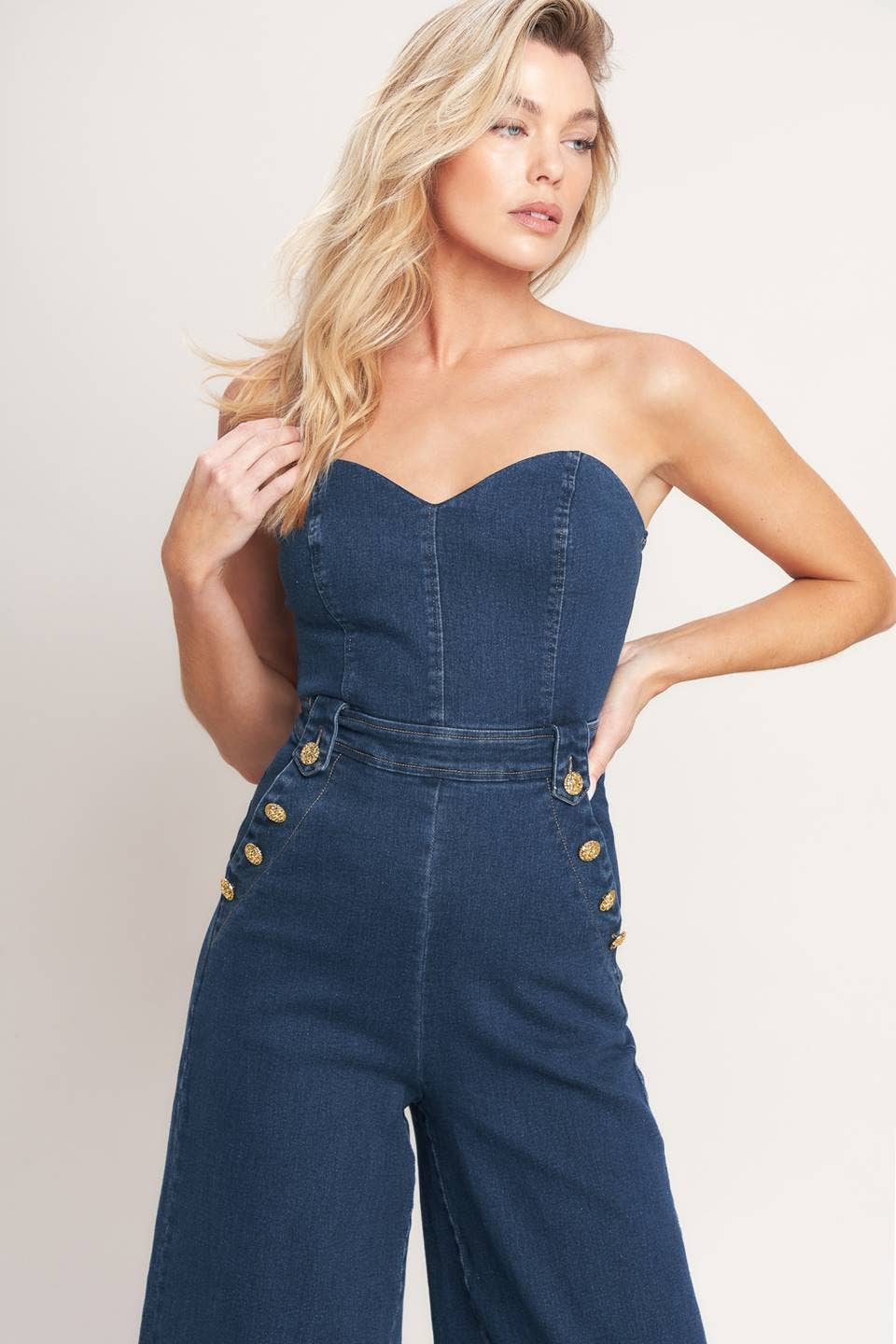 A washed denim jumpsuit - IP9162: MEDIUM INDIGO
