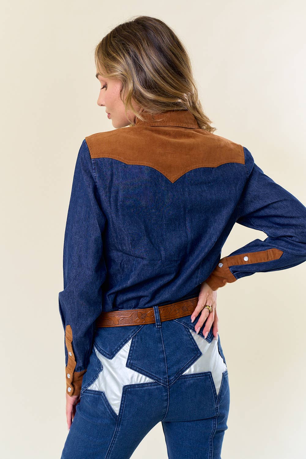 SIT3947A CORDUROY AND DENIM WESTERN SHIRTS: