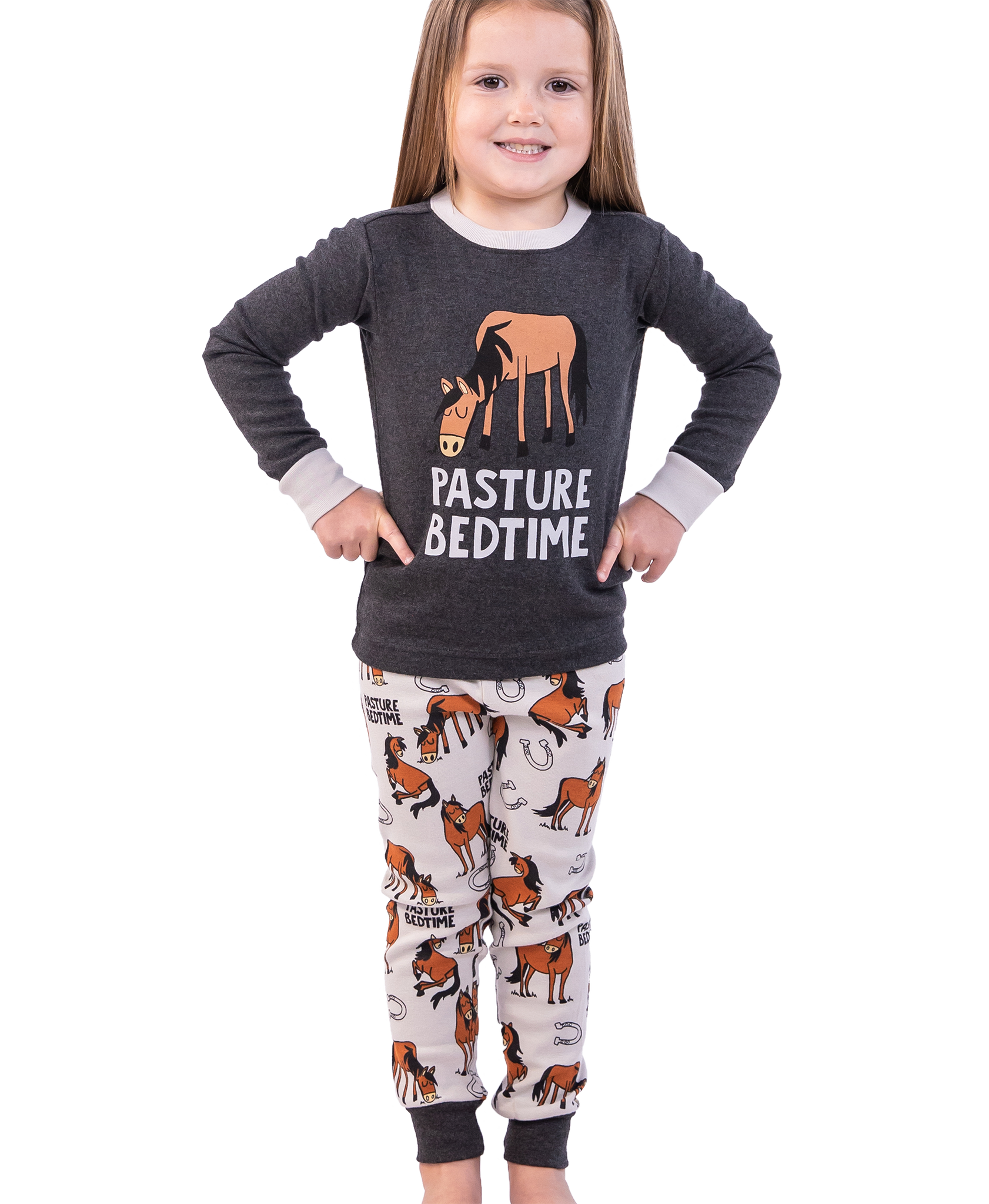 Pasture Bedtime Grey Kid's Long Sleeve Pajama Set: