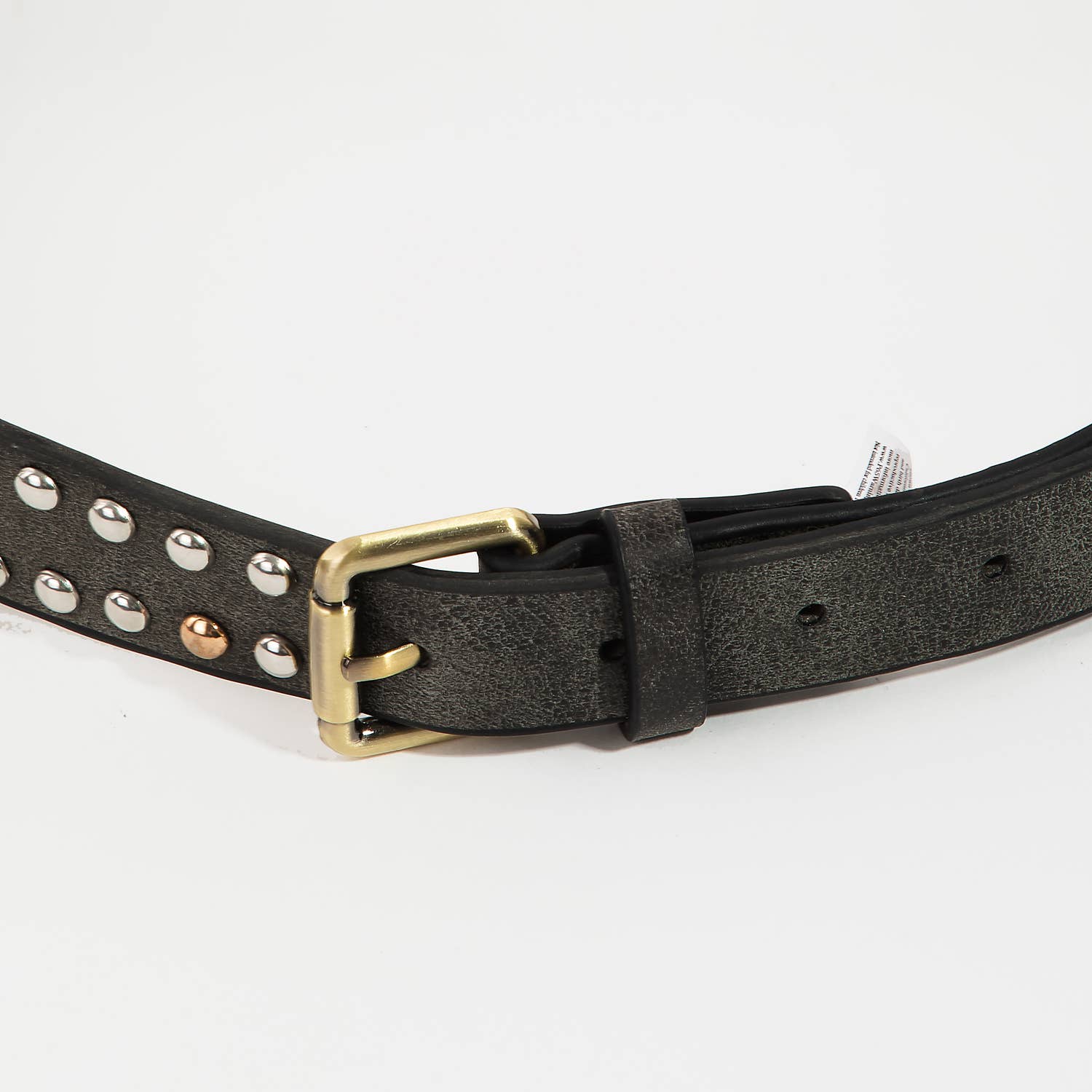 Double Studded Faux Leather Belt: BK