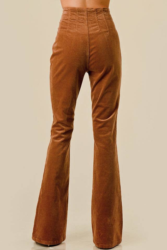 SIP6297C CAMEL CORDUROY BOOT CUT PANTS