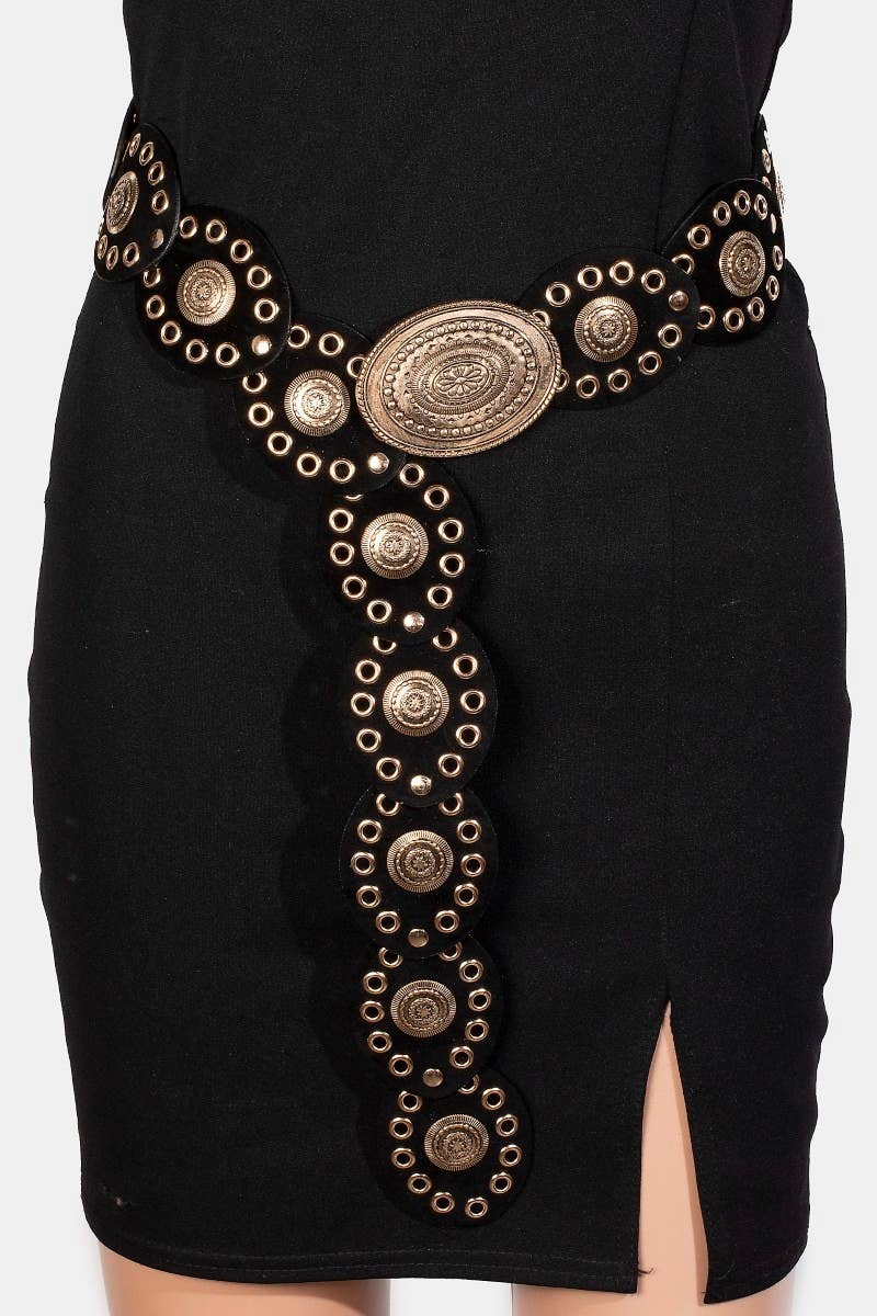 Large Ornate Western Oval Disc Belt: SBK